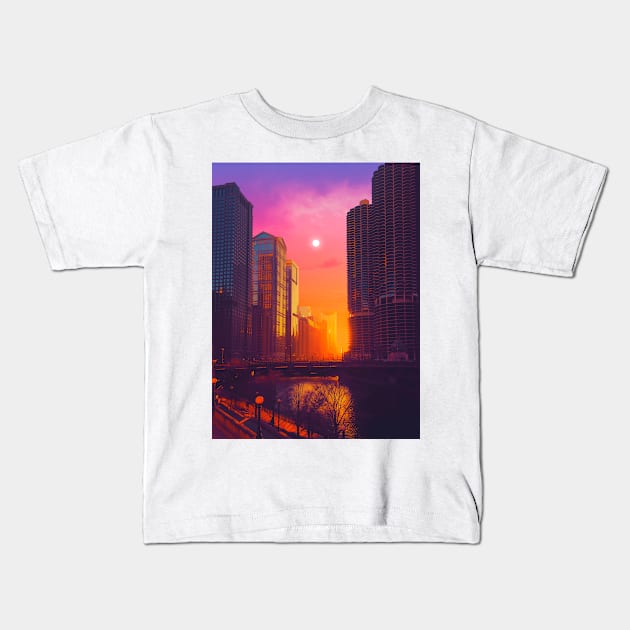 Sunset in America Kids T-Shirt by funglazie